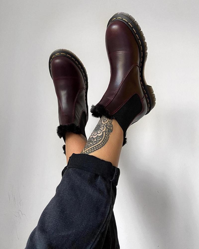 Botas de Invierno Dr Martens 2976 Leonore Faux Fur Forro Mujer Vino | MX 502TCE